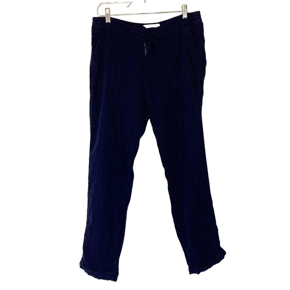 Joie 100% Linen Navy Blue Drawstring Pants Size 8